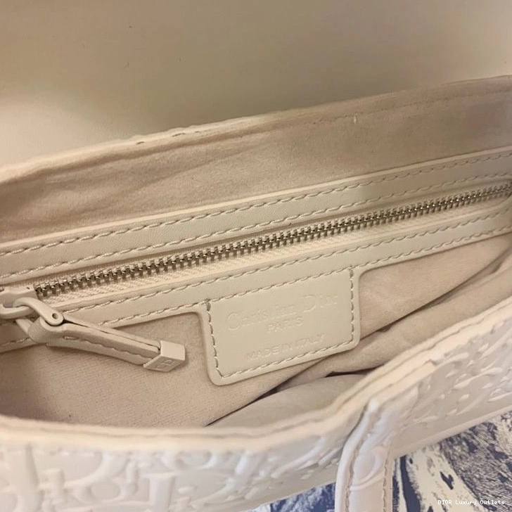 Cheap Embossed Bag Christian White Calfskin Ultramatte Saddle Oblique Dior 0717 Luxury